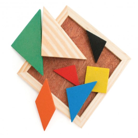 Multicoloured Tangram Puzzle Scattered